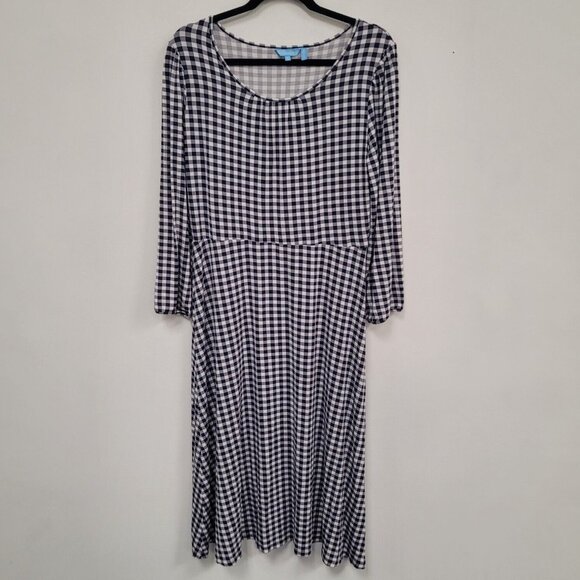 Draper James Dresses & Skirts - Draper James Women Gingham Cottagecore Midi Dress Size L Blue Retro 50S Picnic